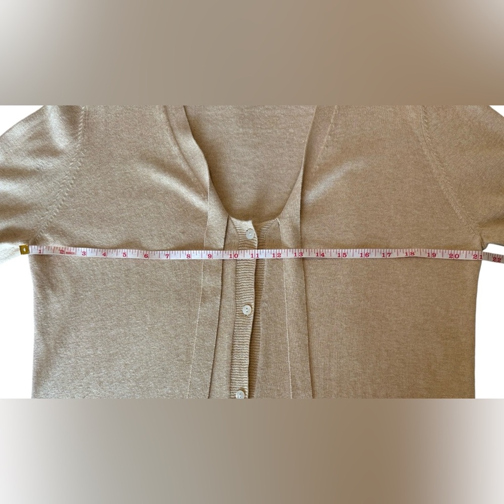 Lands' End Women's Tie-Neck Button Cardigan - Taupe - Picture 4 of 12